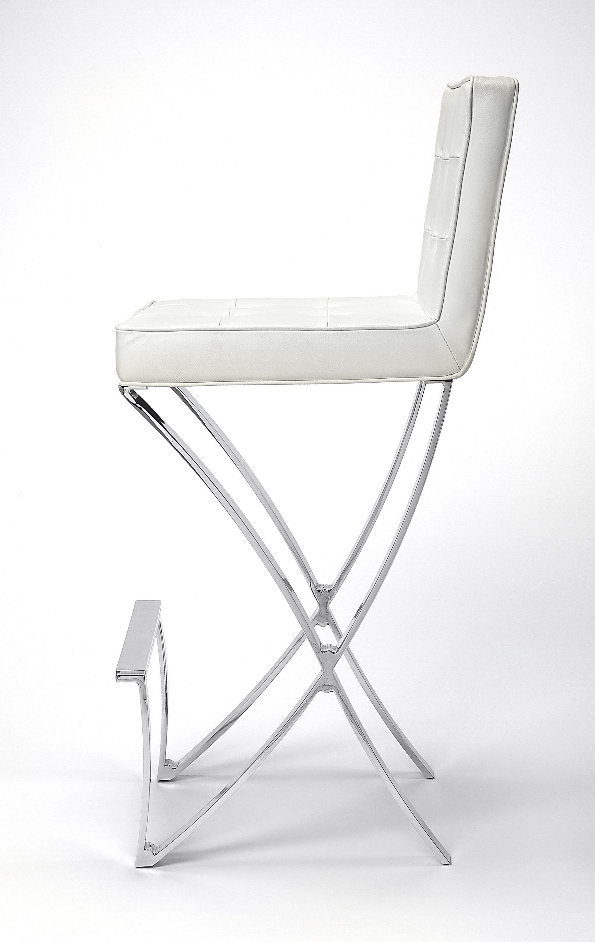 29" Off White and Silver Iron Bar Chair