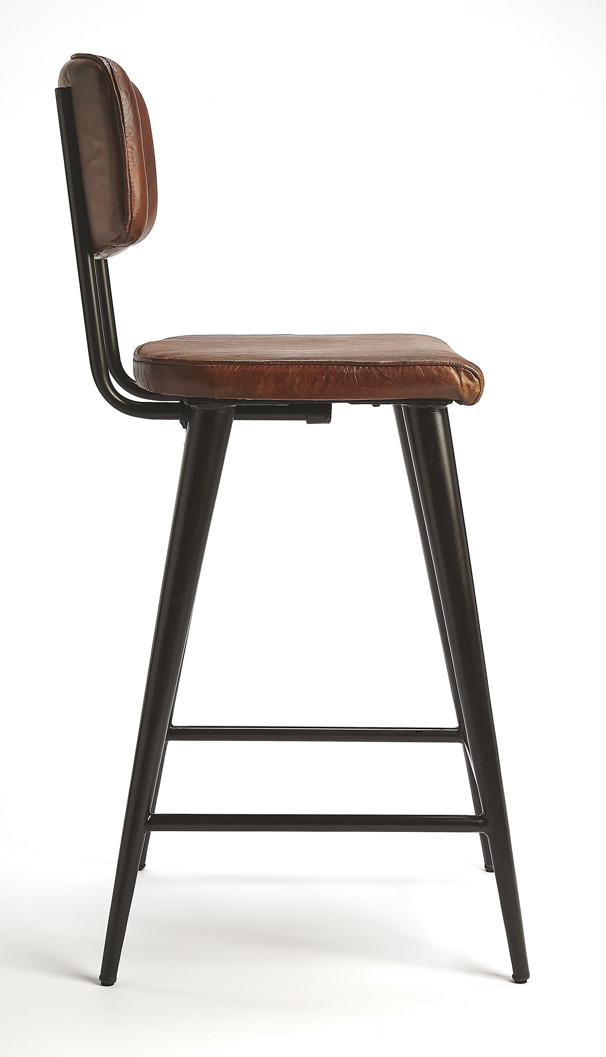 28" Brown And Black Iron Bar Chair