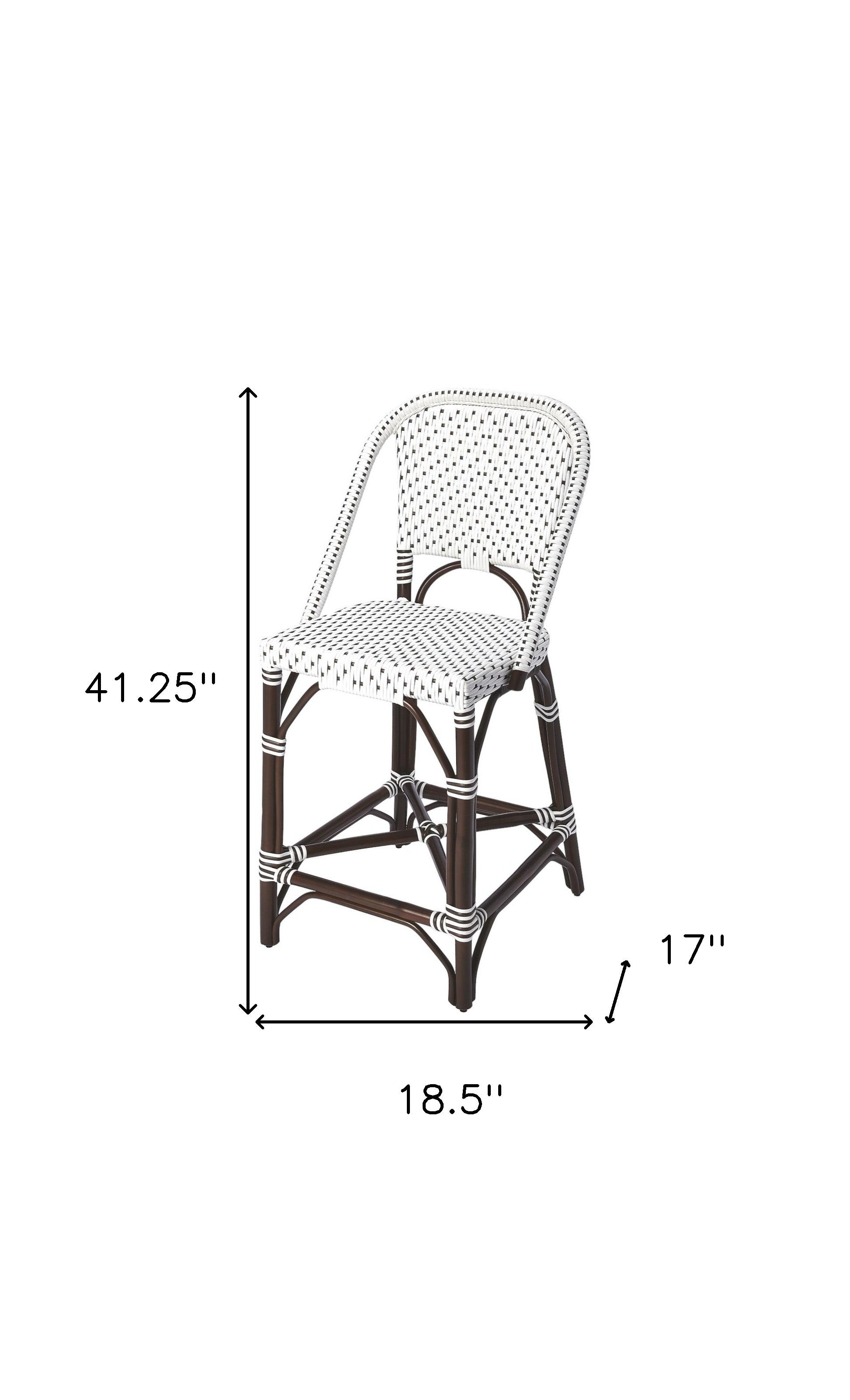 28" White And Dark Brown Rattan Bar Chair