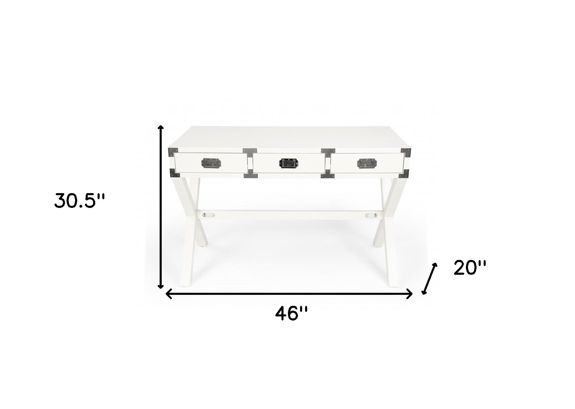 46" White Solid Wood Writing Desk With Three Drawers