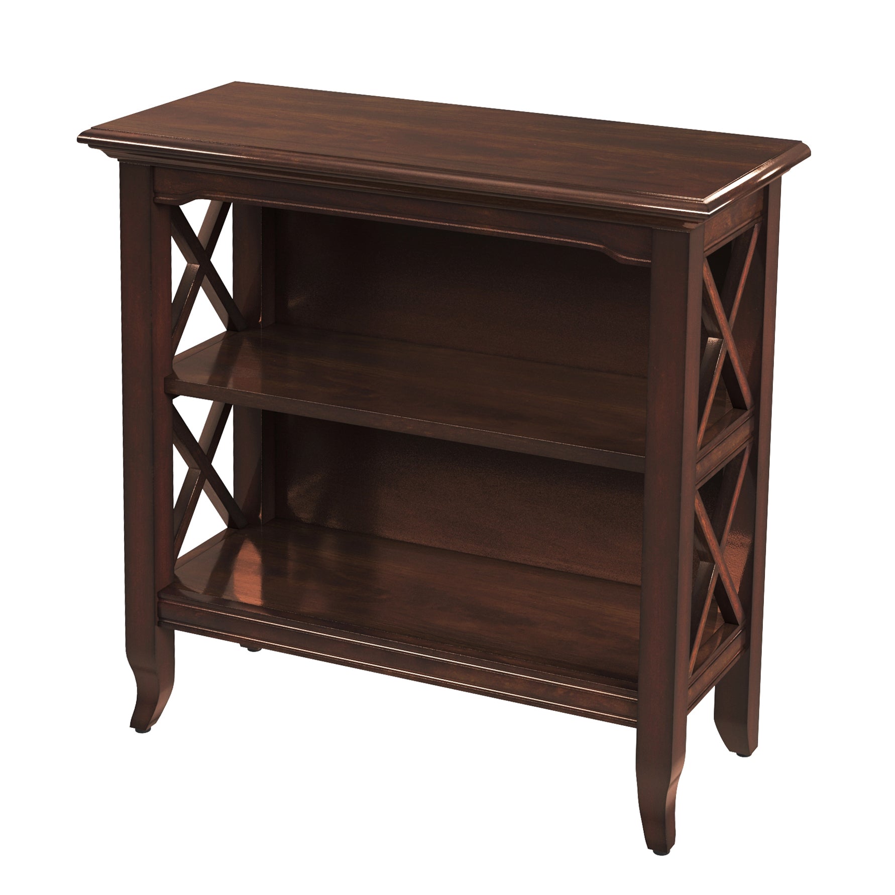 30" Brown Wood Two Tier Bookcase