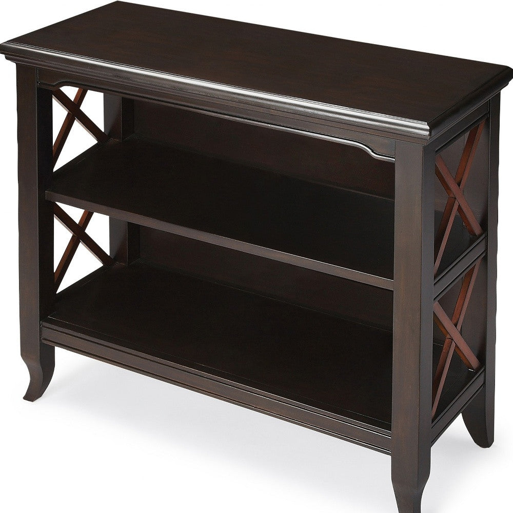 30" Dark Brown Two Tier Standard Bookcase