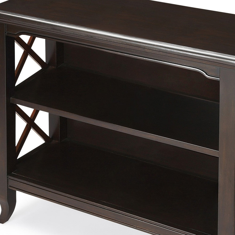 30" Dark Brown Two Tier Standard Bookcase