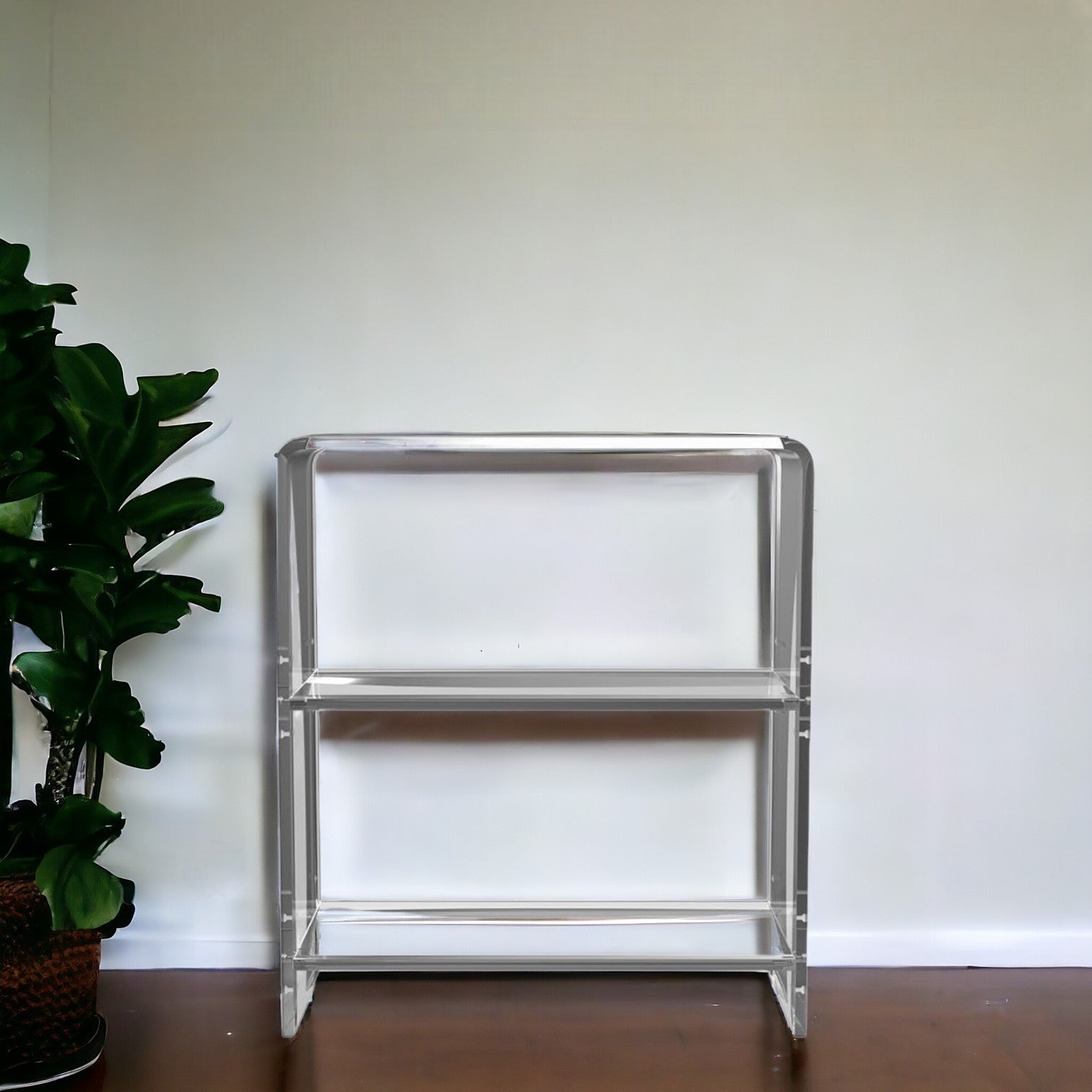 25" Clear Plastic Two Tier Bookcase