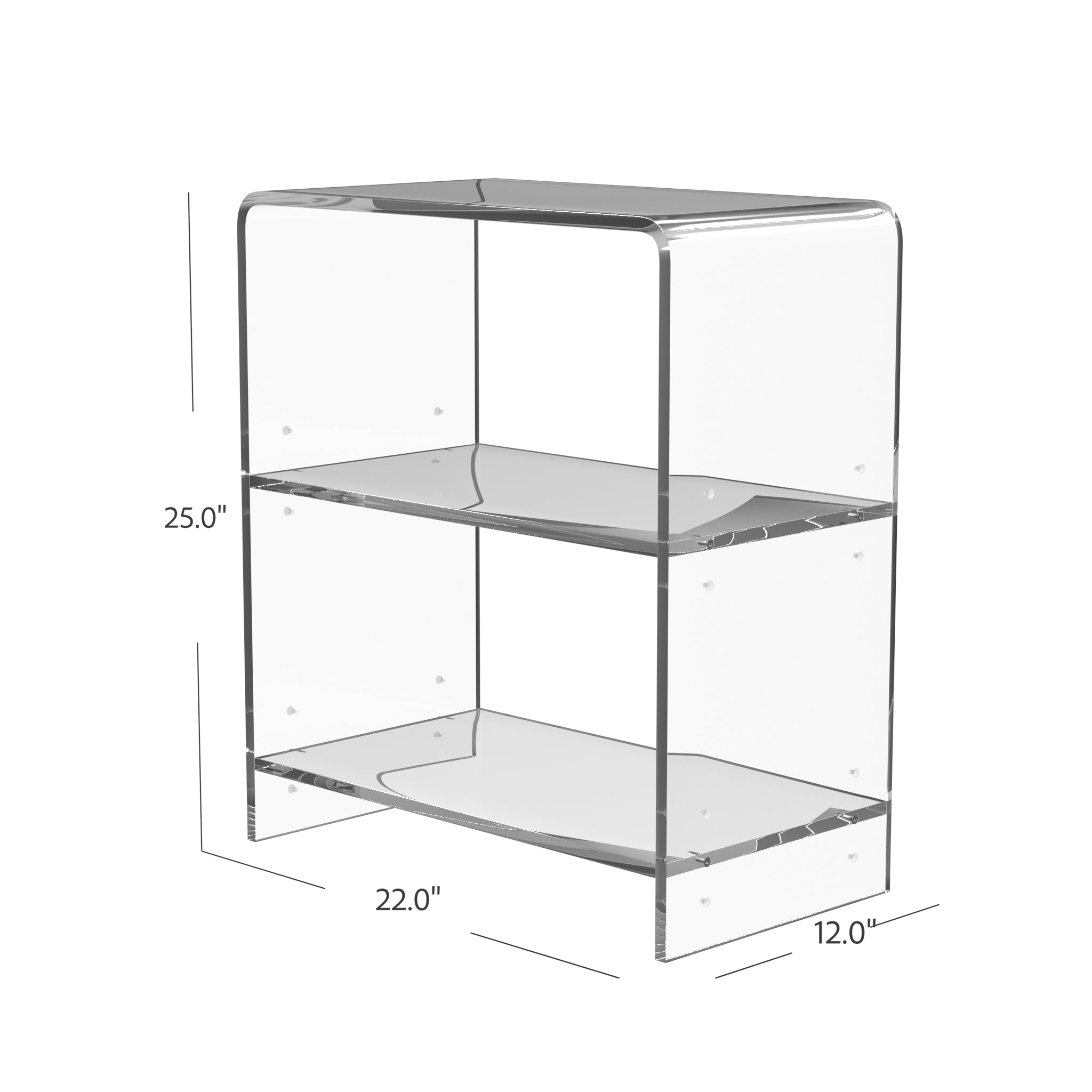 25" Clear Plastic Two Tier Bookcase