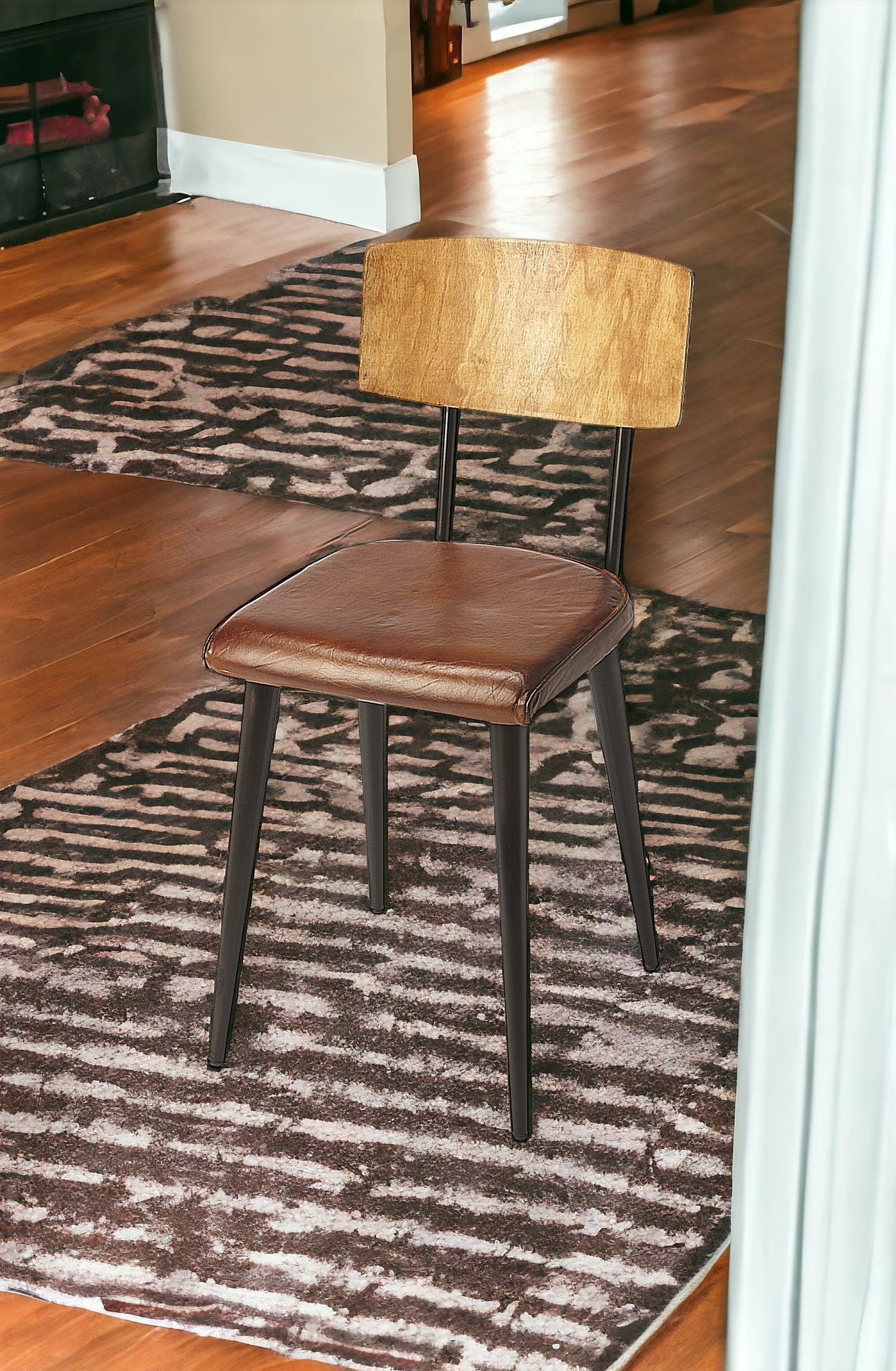 15" Brown Faux Leather Side Chair