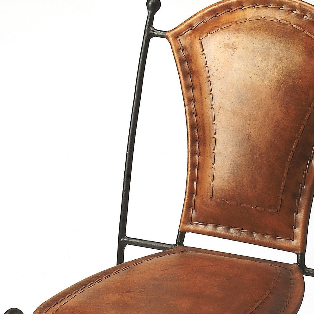 18" Brown Faux Leather Side Chair