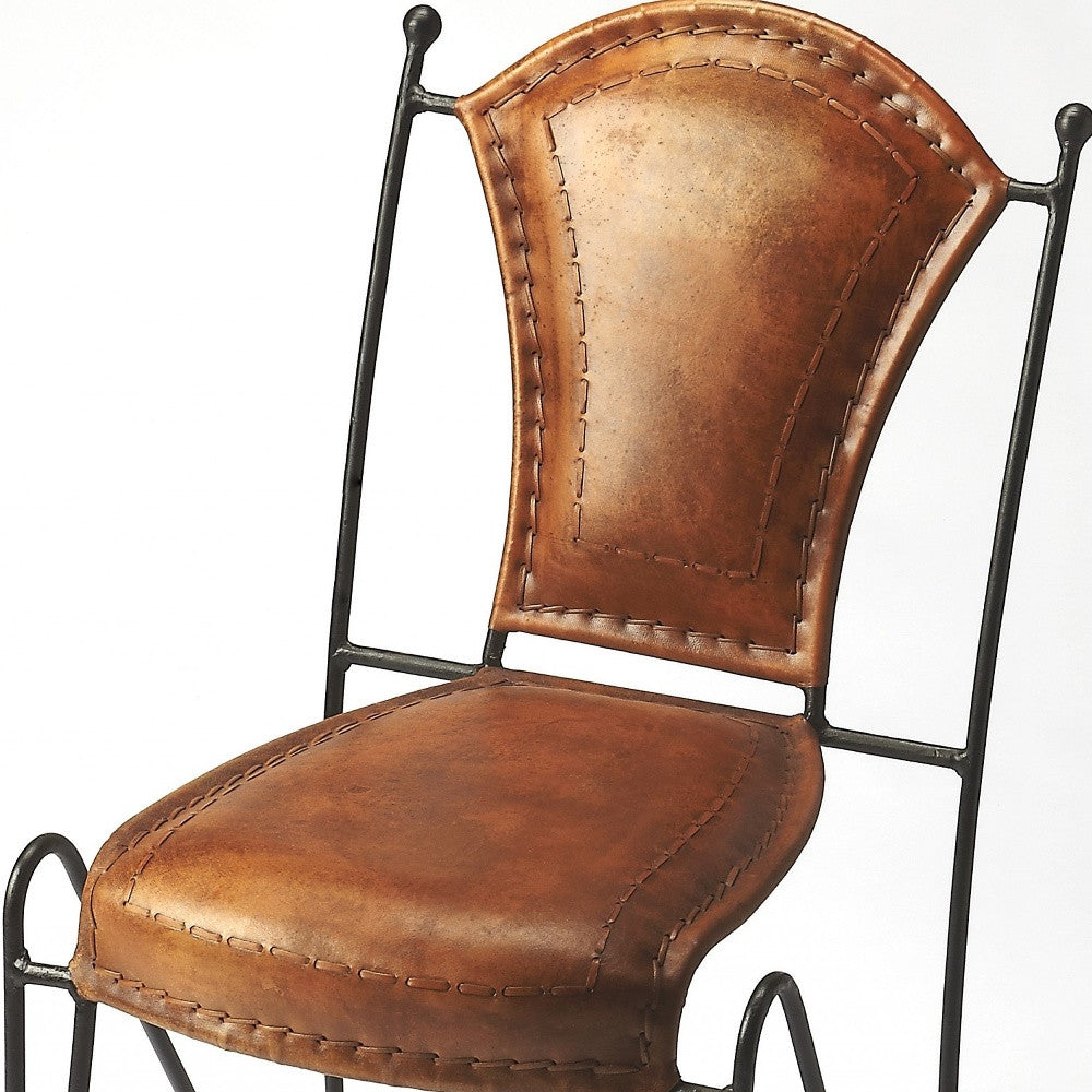 18" Brown Faux Leather Side Chair