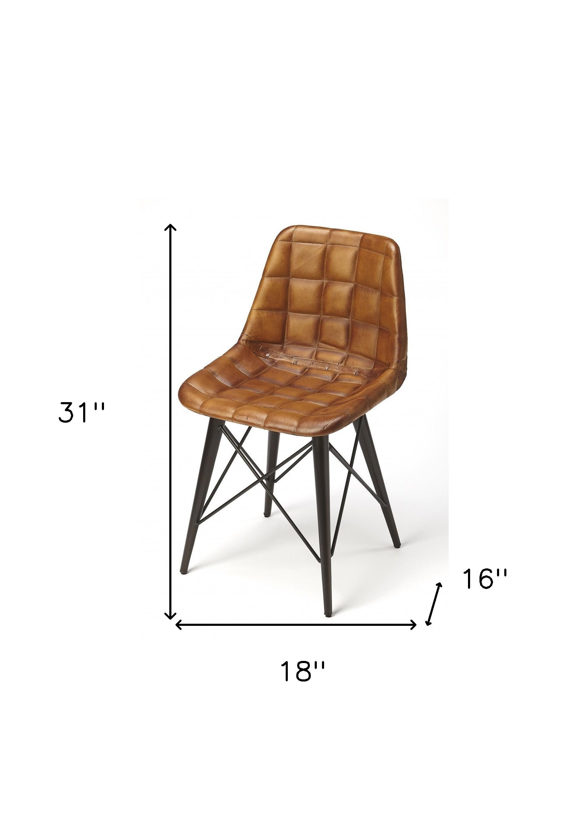 18" Brown Faux Leather Tufted Side Chair