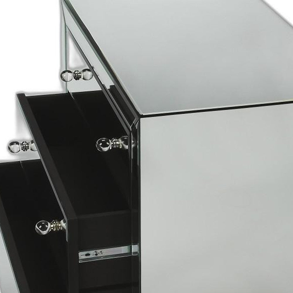 30" Clear Glass Three Drawer Chest