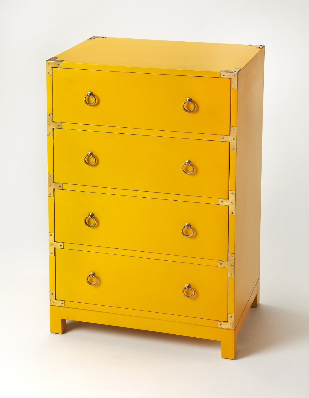 24" Yellow Solid Wood Four Drawer Dresser