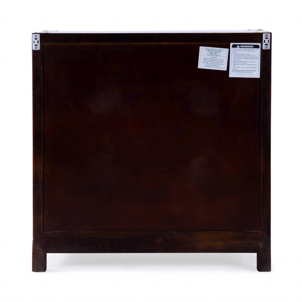 28" Brown Solid Wood Three Drawer Dresser