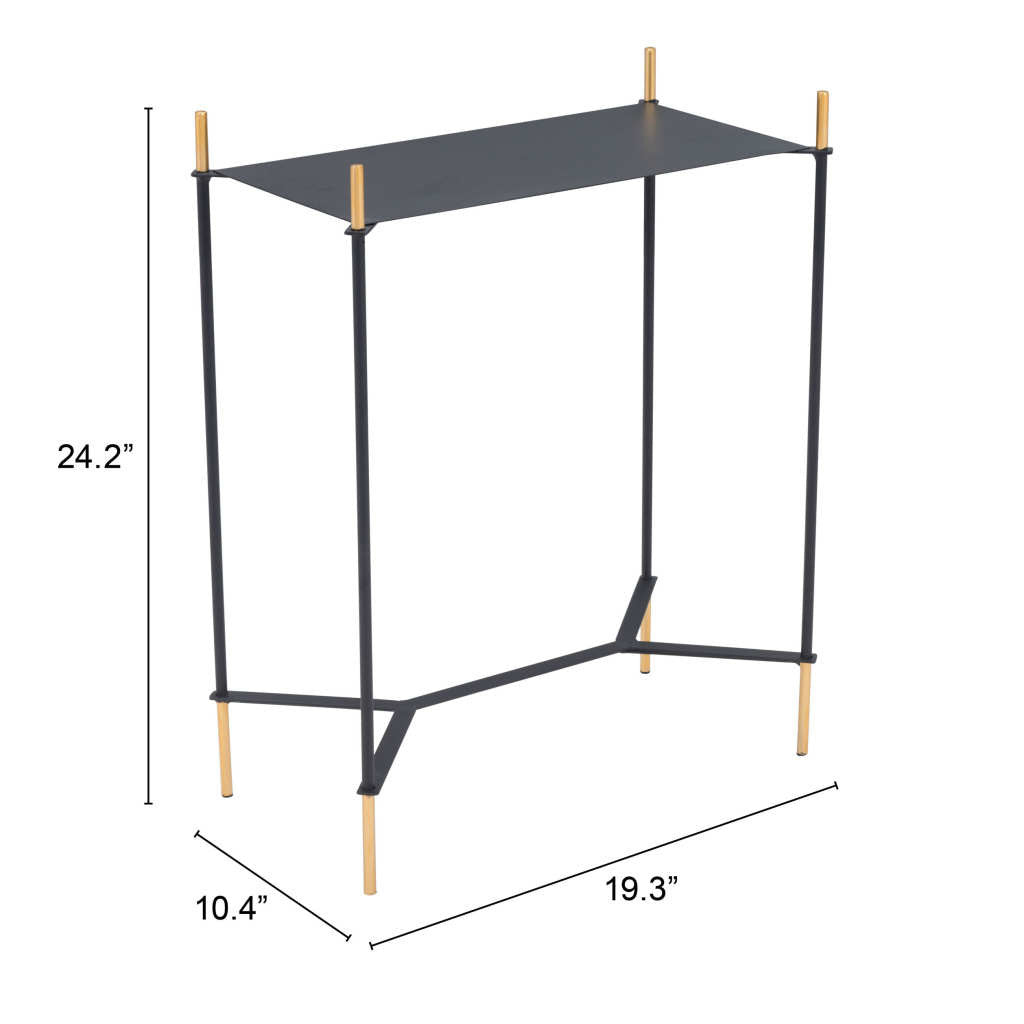 Moderna Black and Gold Accent Side Table