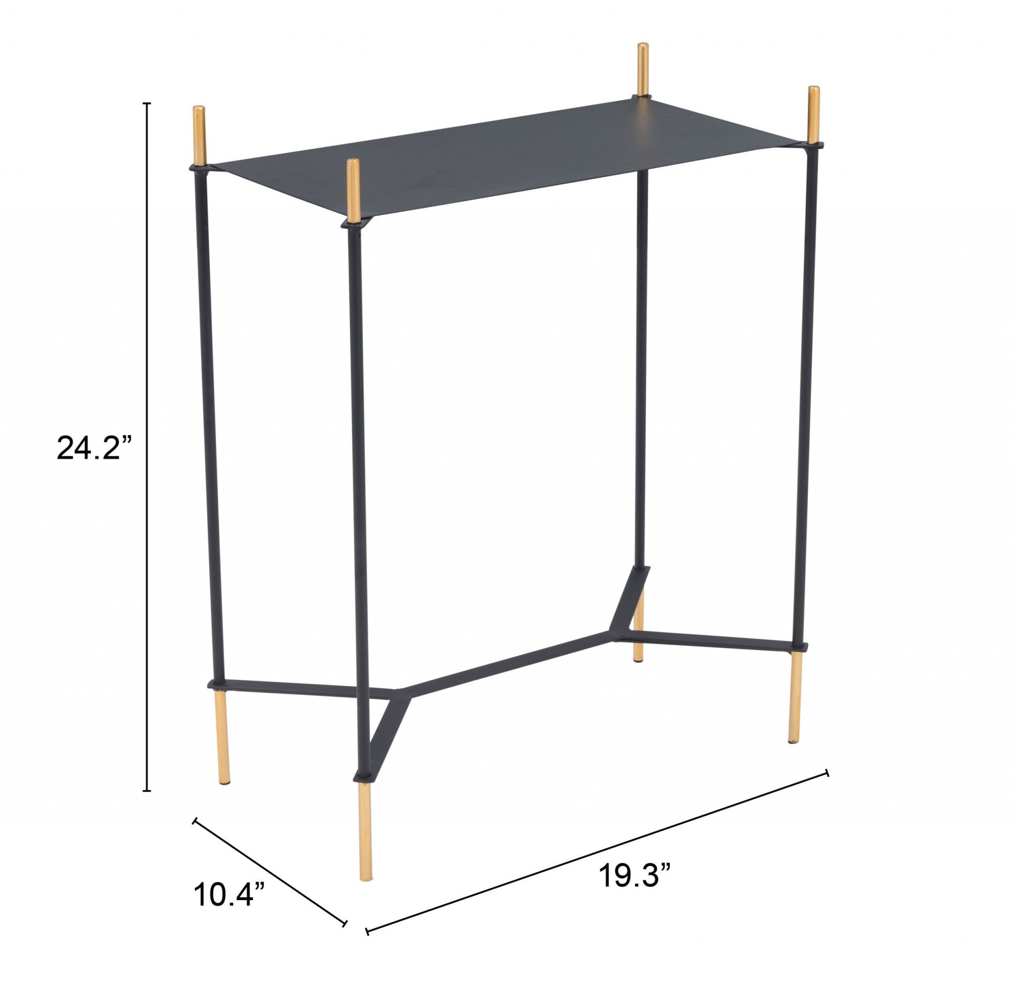 24" Gold And Black Steel End Table