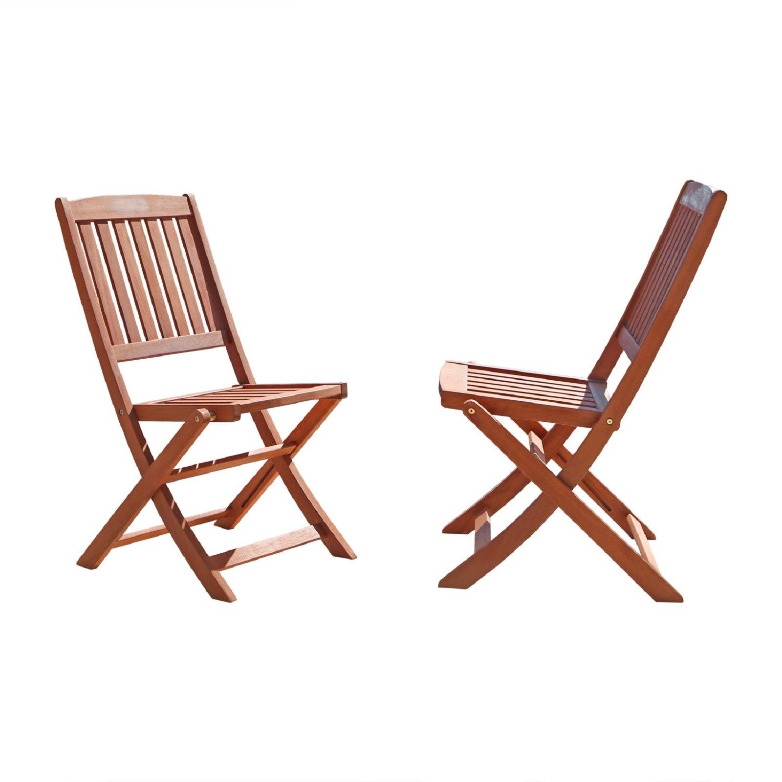 Set Of Two Brown Folding Chairs