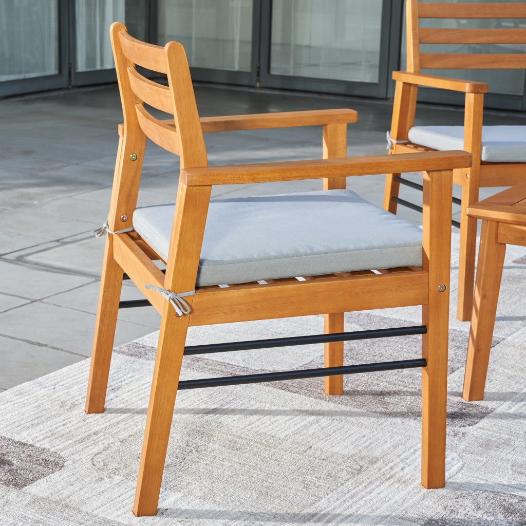 Light Wood Dining Chair With Metal Supports