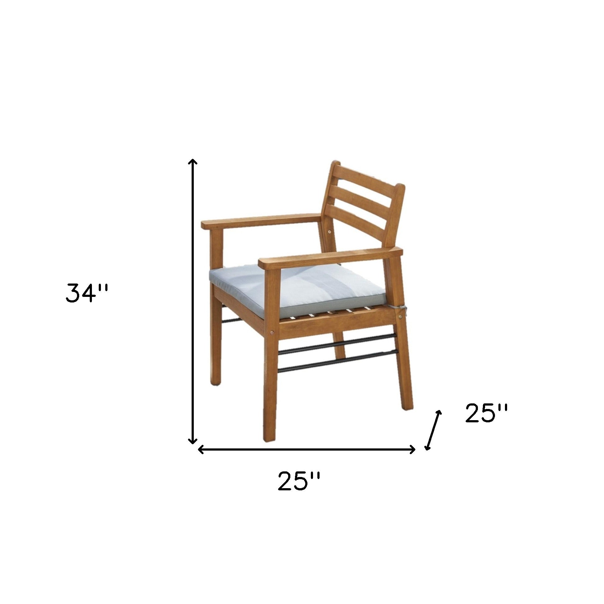 Light Wood Dining Chair With Metal Supports