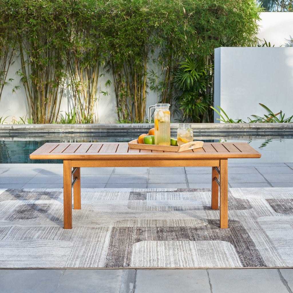 48" Natural Solid Wood Outdoor Coffee Table