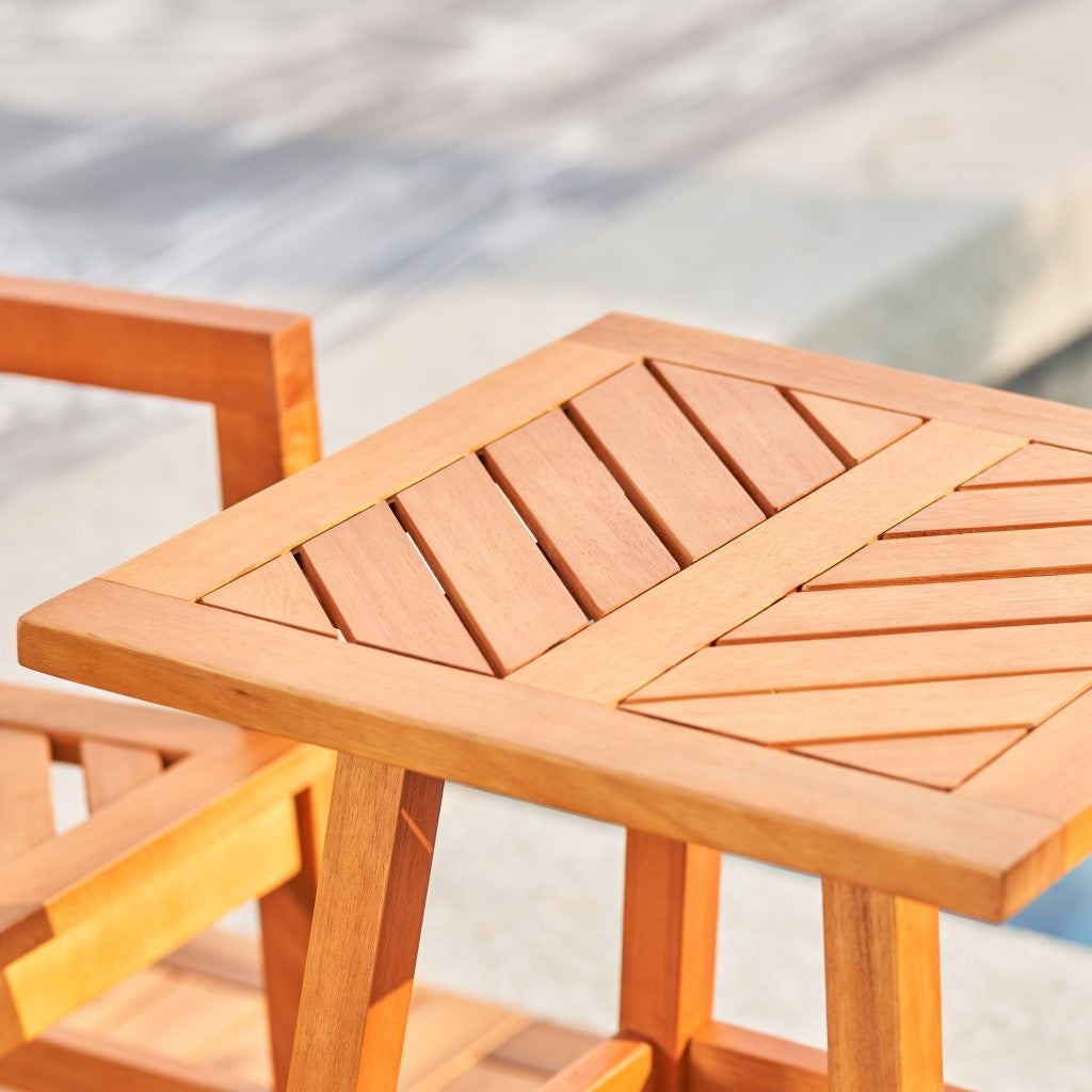 18" Natural Square Solid Wood Outdoor Side Table