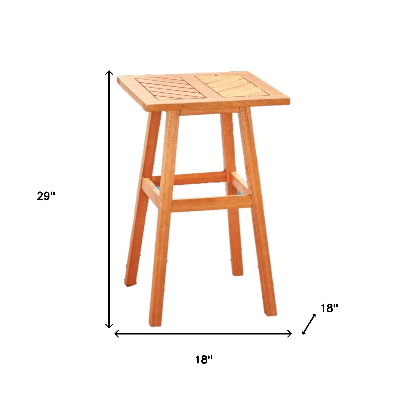 18" Natural Square Solid Wood Outdoor Side Table