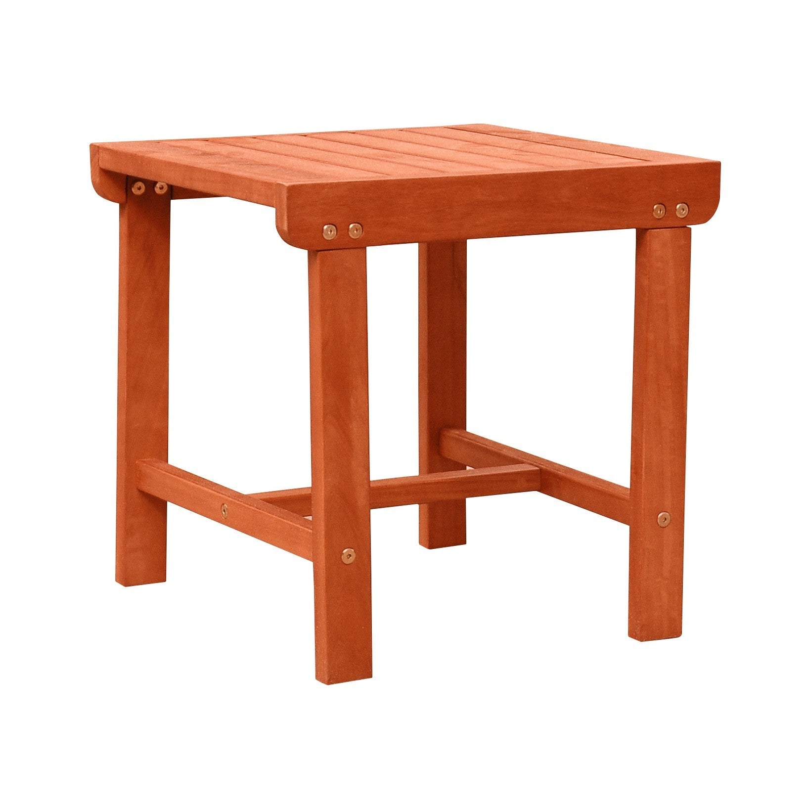 18" Brown Square Solid Wood Outdoor Side Table