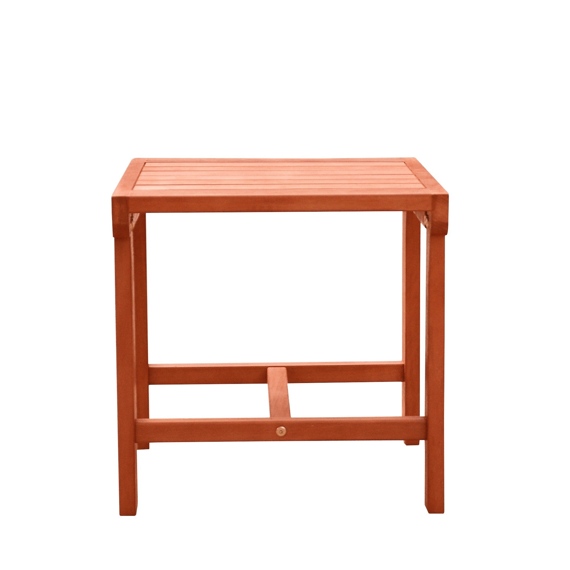 18" Brown Square Solid Wood Outdoor Side Table