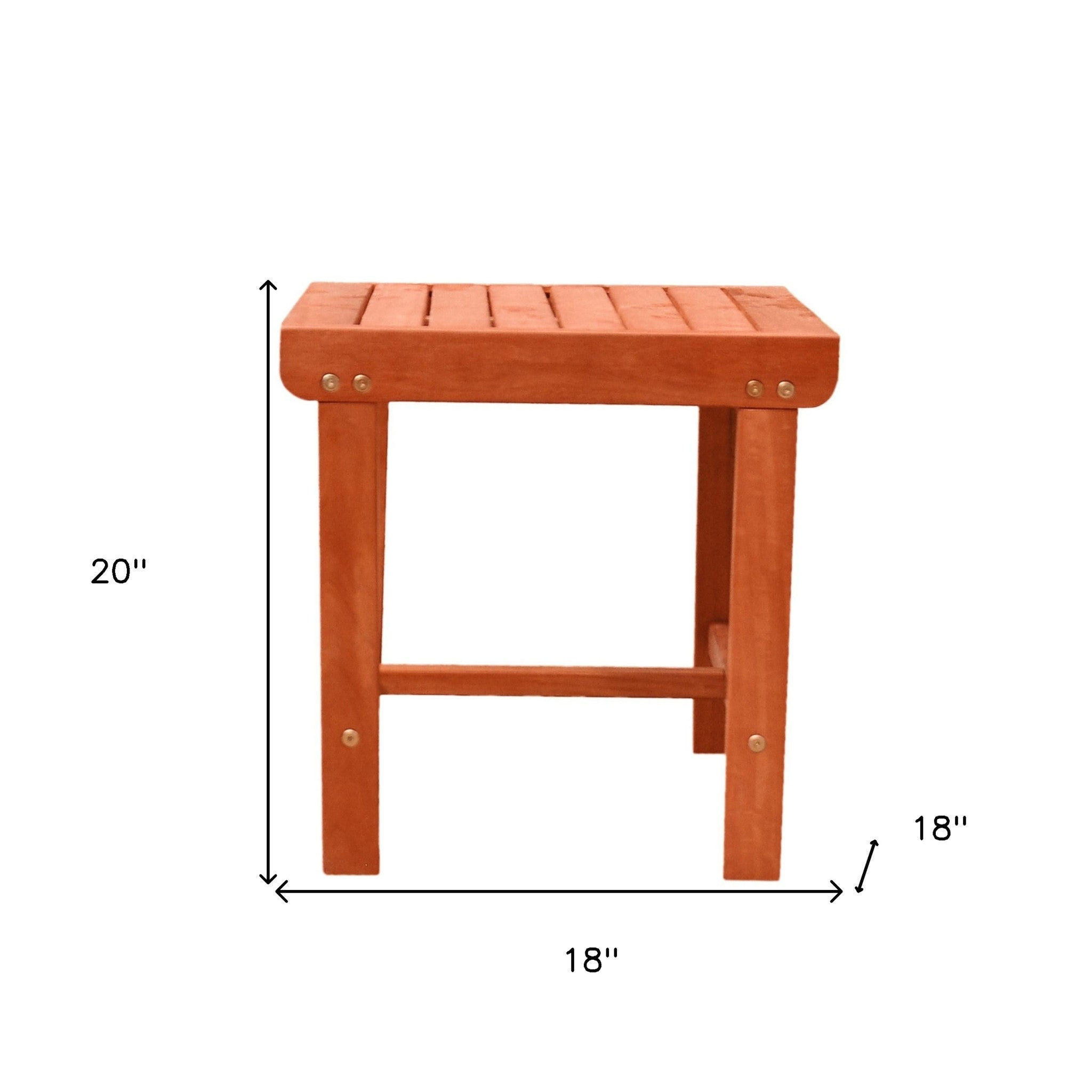 18" Brown Square Solid Wood Outdoor Side Table