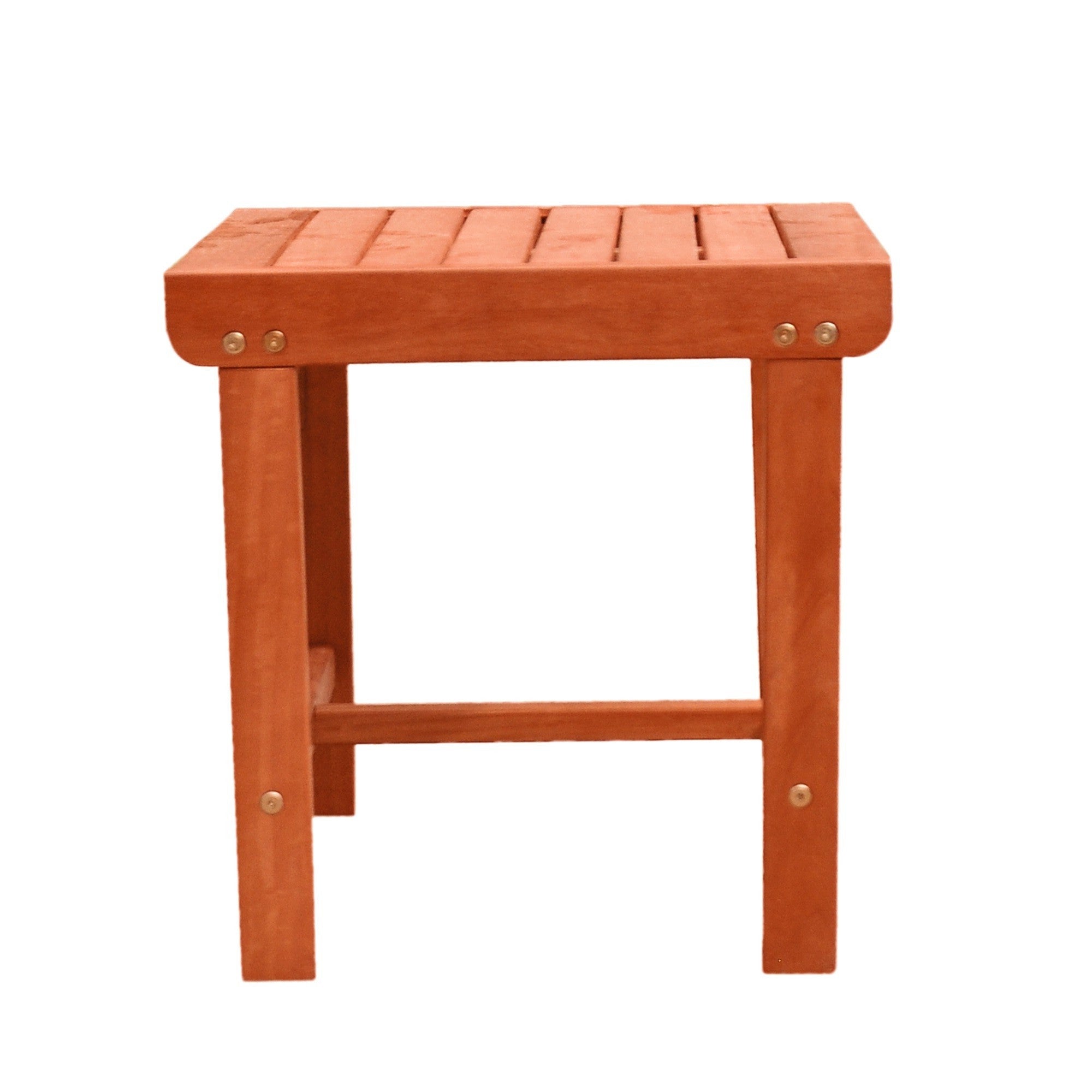 18" Brown Square Solid Wood Outdoor Side Table