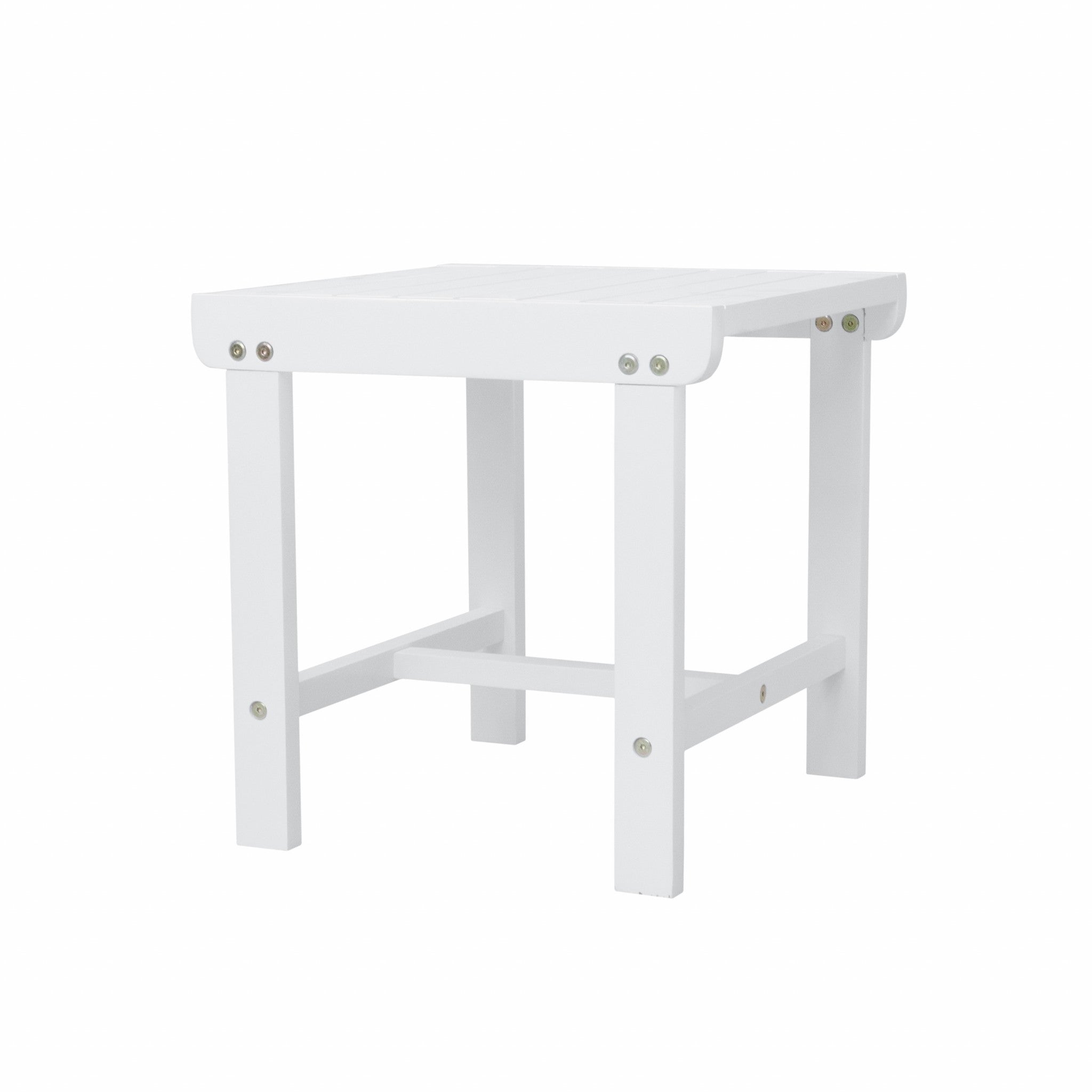 18" White Square Solid Wood Outdoor Side Table