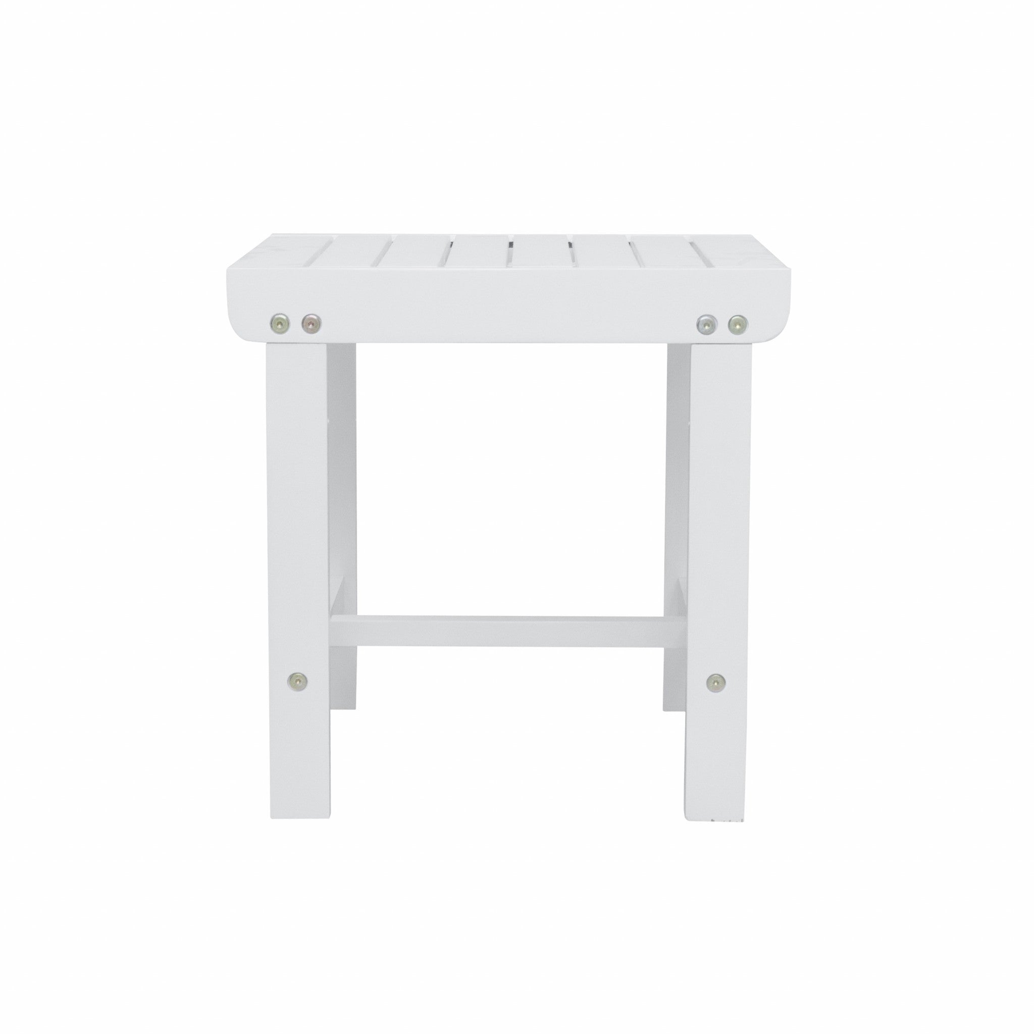 18" White Square Solid Wood Outdoor Side Table