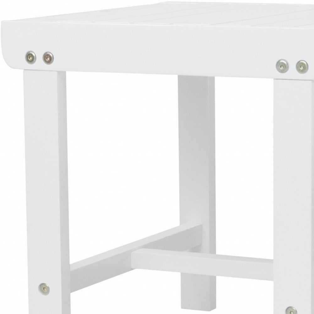 18" White Square Solid Wood Outdoor Side Table