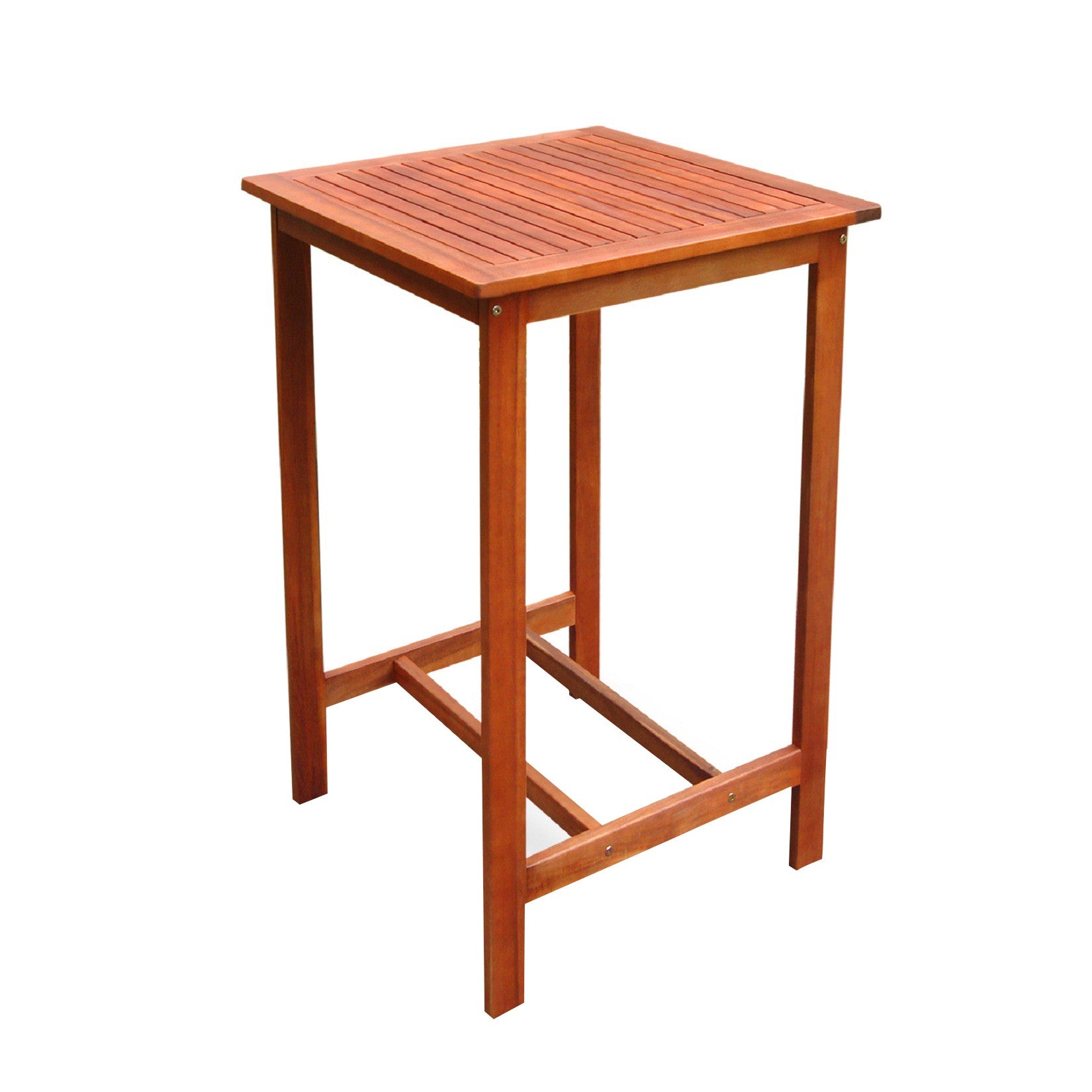 24" Brown Square Solid Wood Outdoor Bar Table