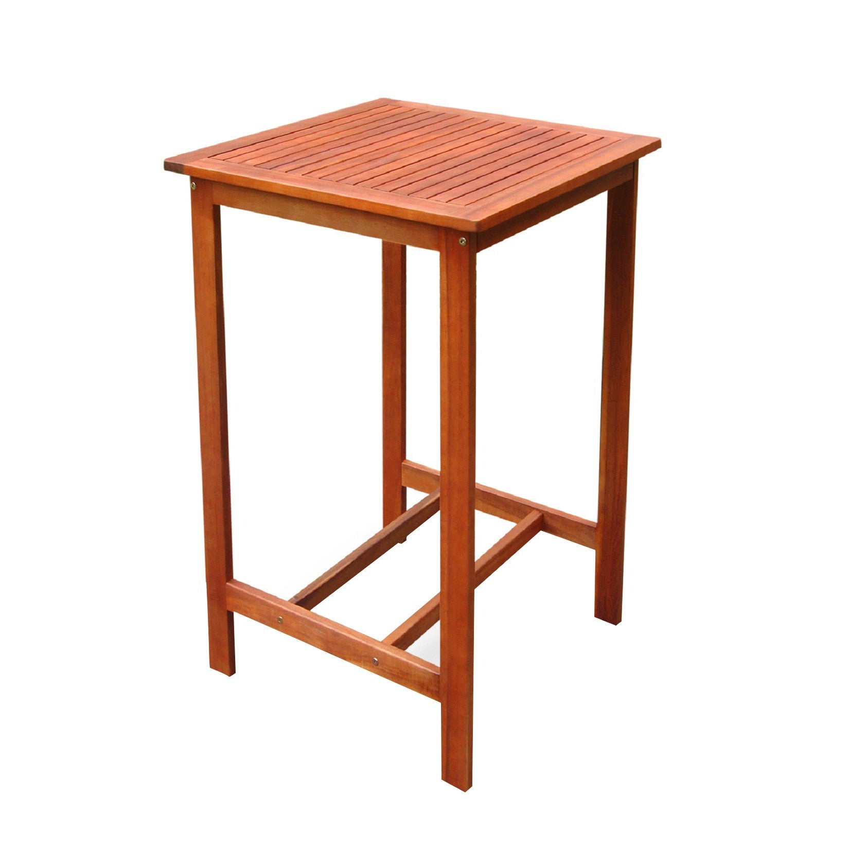 24" Brown Square Solid Wood Outdoor Bar Table