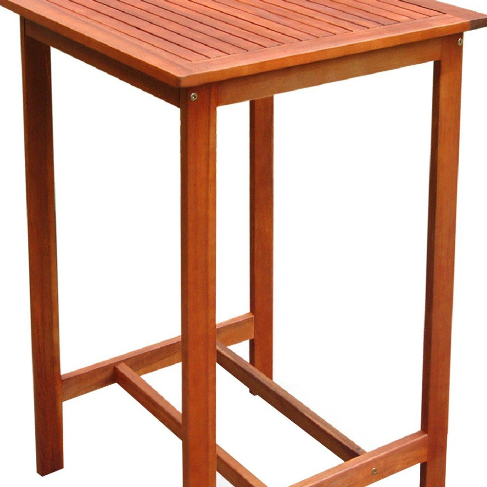 24" Brown Square Solid Wood Outdoor Bar Table