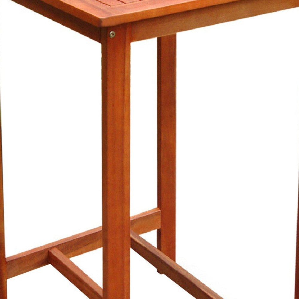 24" Brown Square Solid Wood Outdoor Bar Table