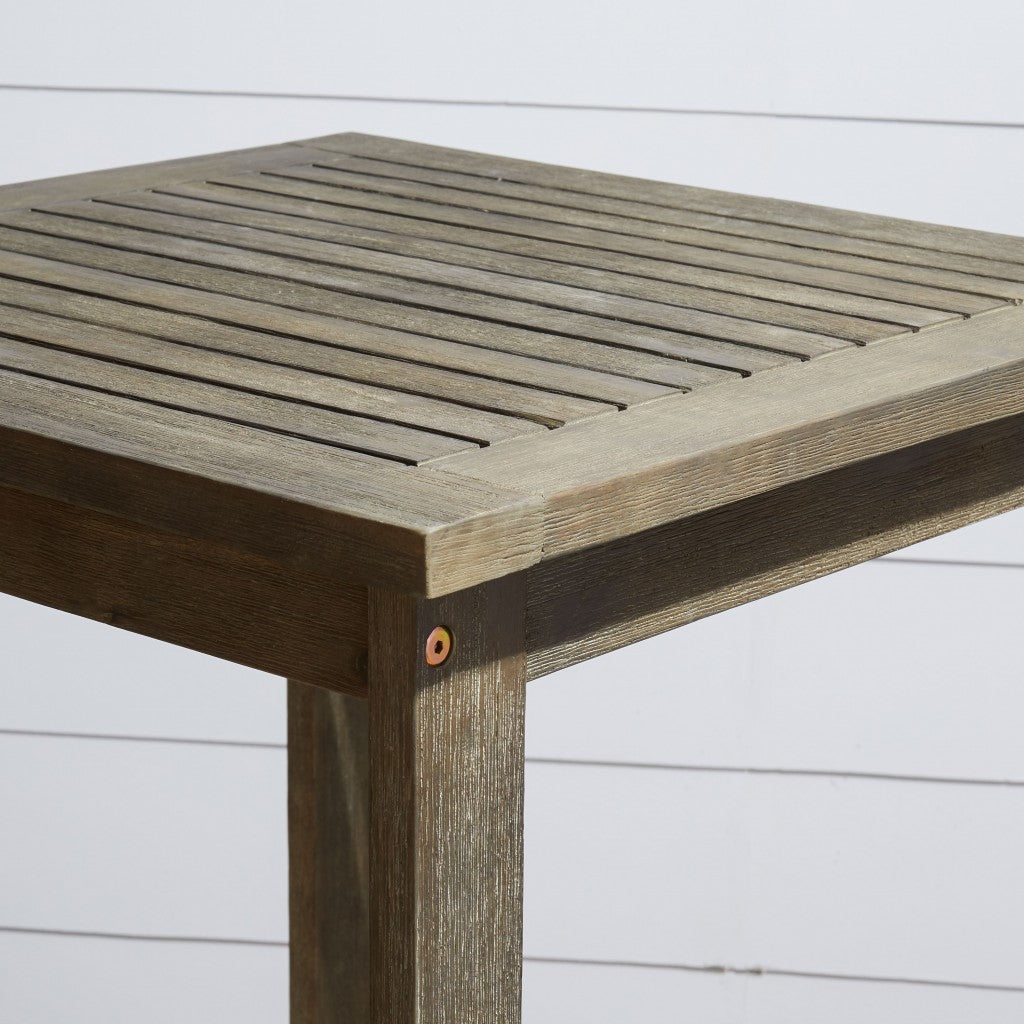 24" Gray Square Solid Wood Outdoor Bar Table