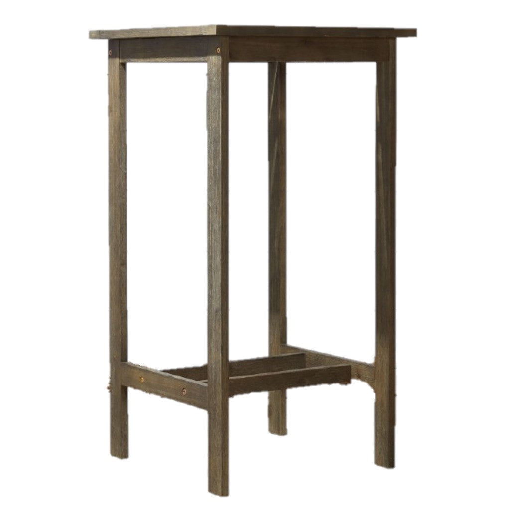 24" Gray Square Solid Wood Outdoor Bar Table