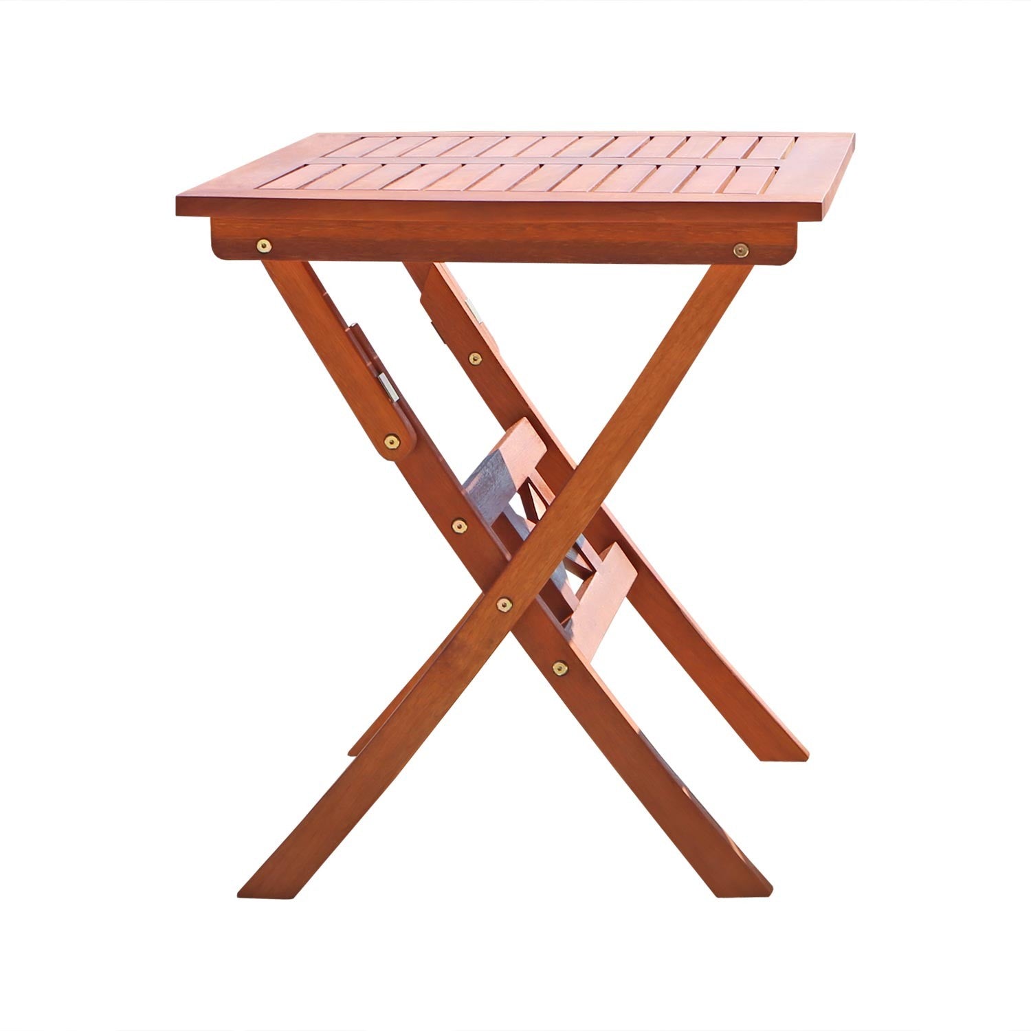 24" Brown Square Solid Wood Folding Outdoor Side Table