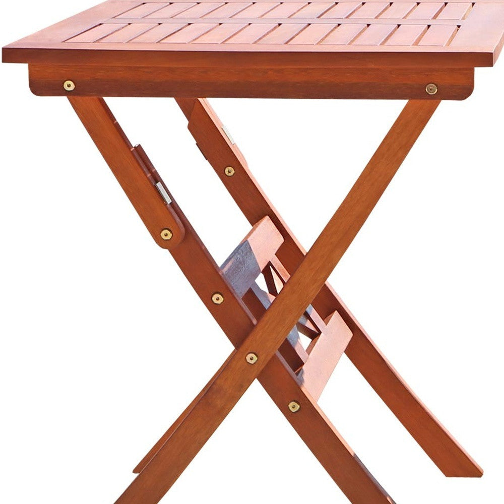 24" Brown Square Solid Wood Folding Outdoor Side Table