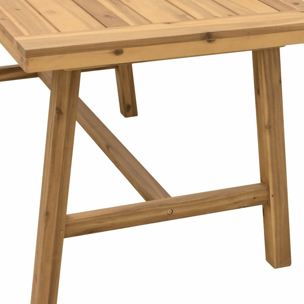 59" Natural Solid Wood Outdoor Dining Table