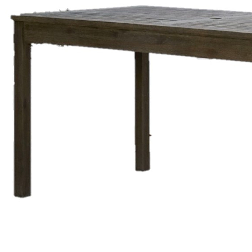 59" Gray Solid Wood Outdoor Dining Table with Umbrella Hole