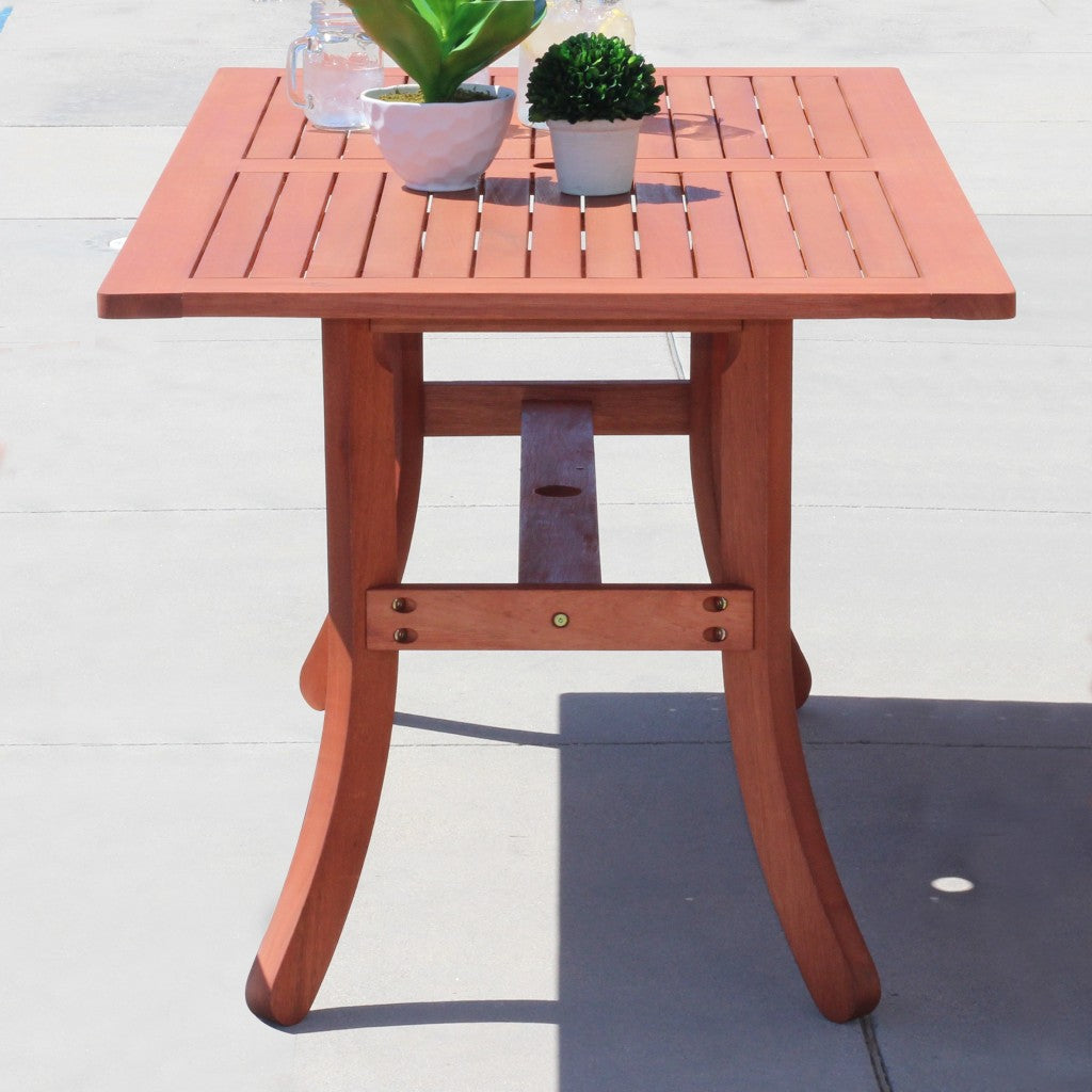 59" Brown Solid Wood Outdoor Dining Table with Umbrella Hole