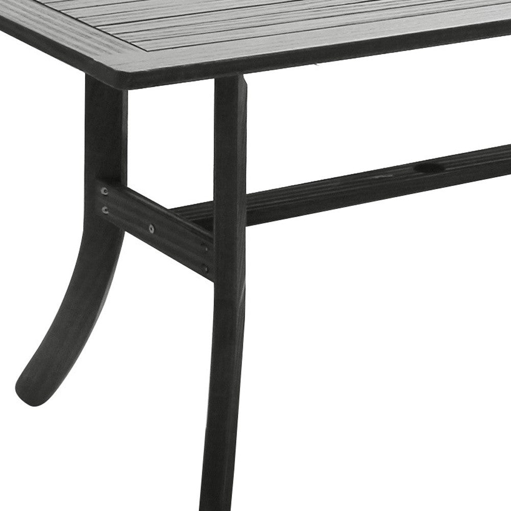 59" Dark Gray Solid Wood Outdoor Dining Table with Umbrella Hole