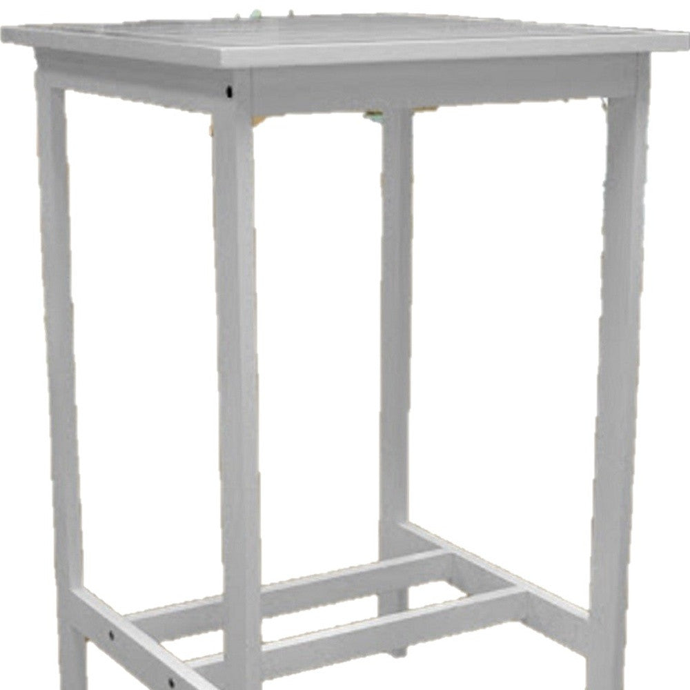 24" White Square Solid Wood Outdoor Bar Table