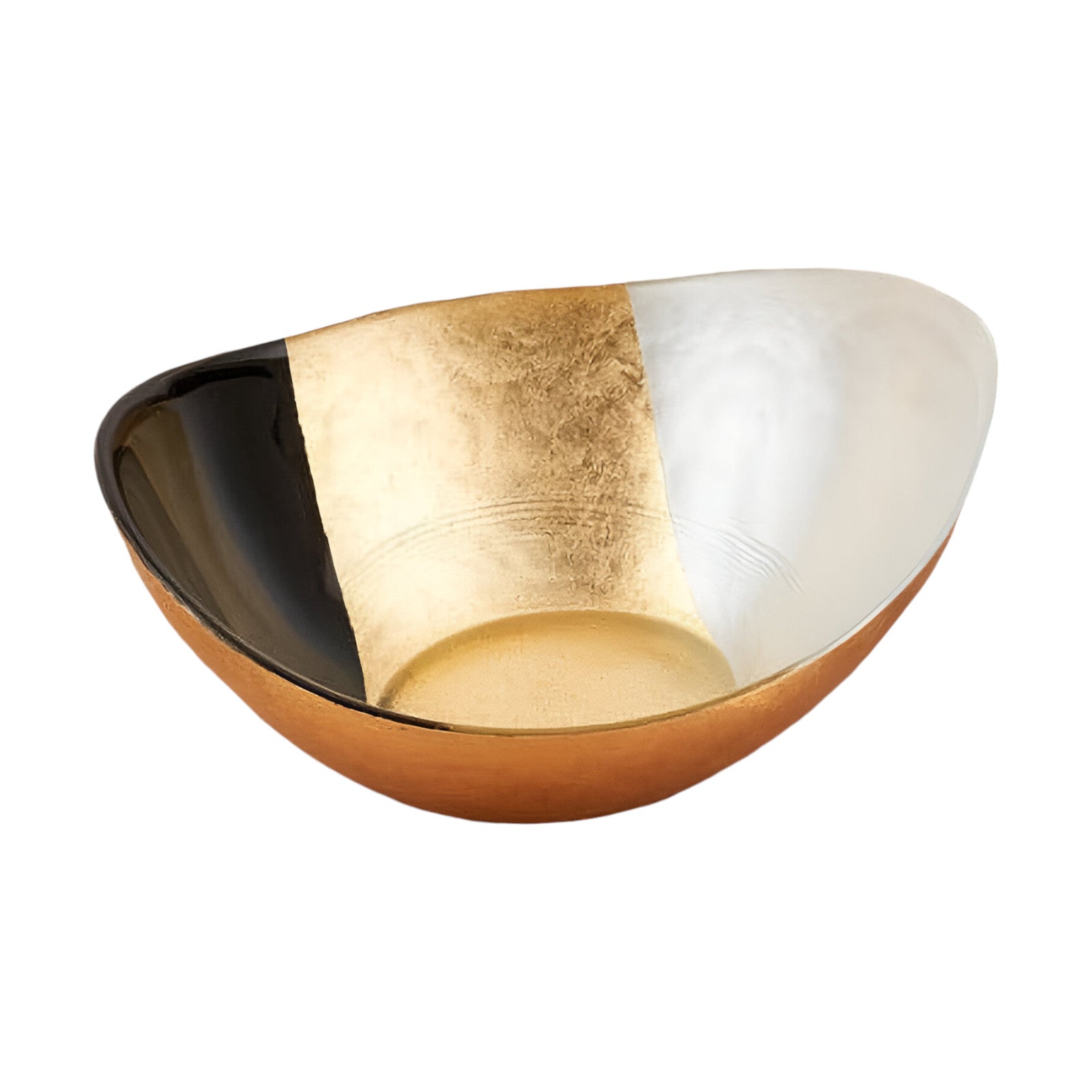 Gold Black And White Oval Glass Bowl