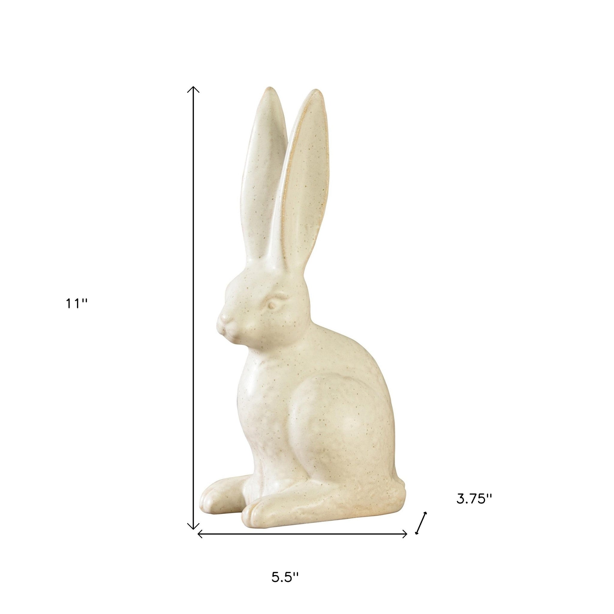 11" White Ceramic Rabbit Tabletop Sculpture