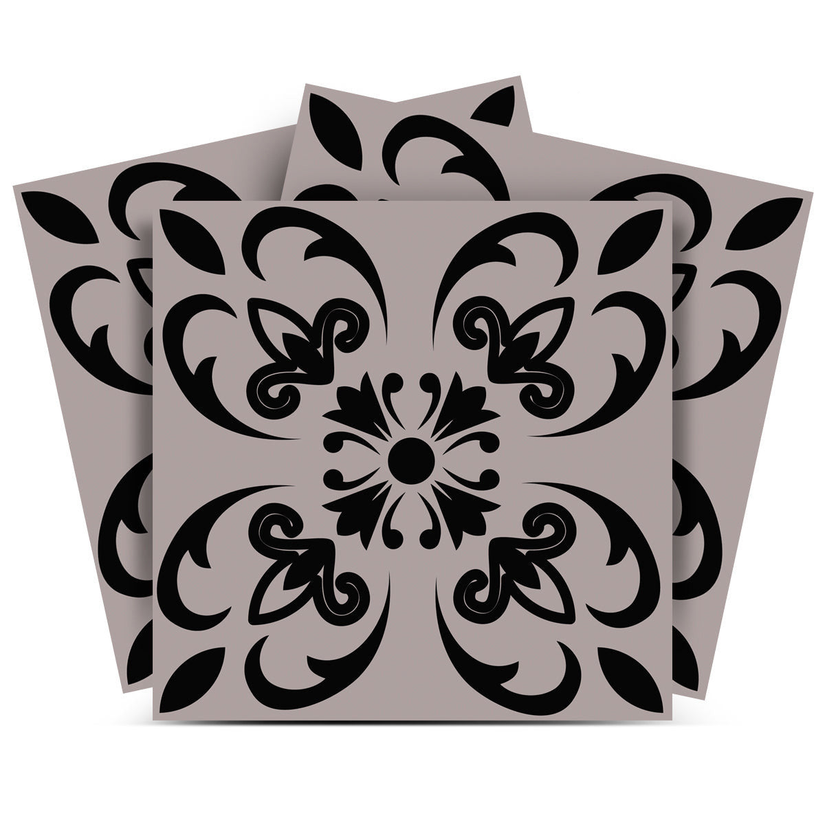 4" X 4" Black And White Orchid Peel And Stick Removable Tiles