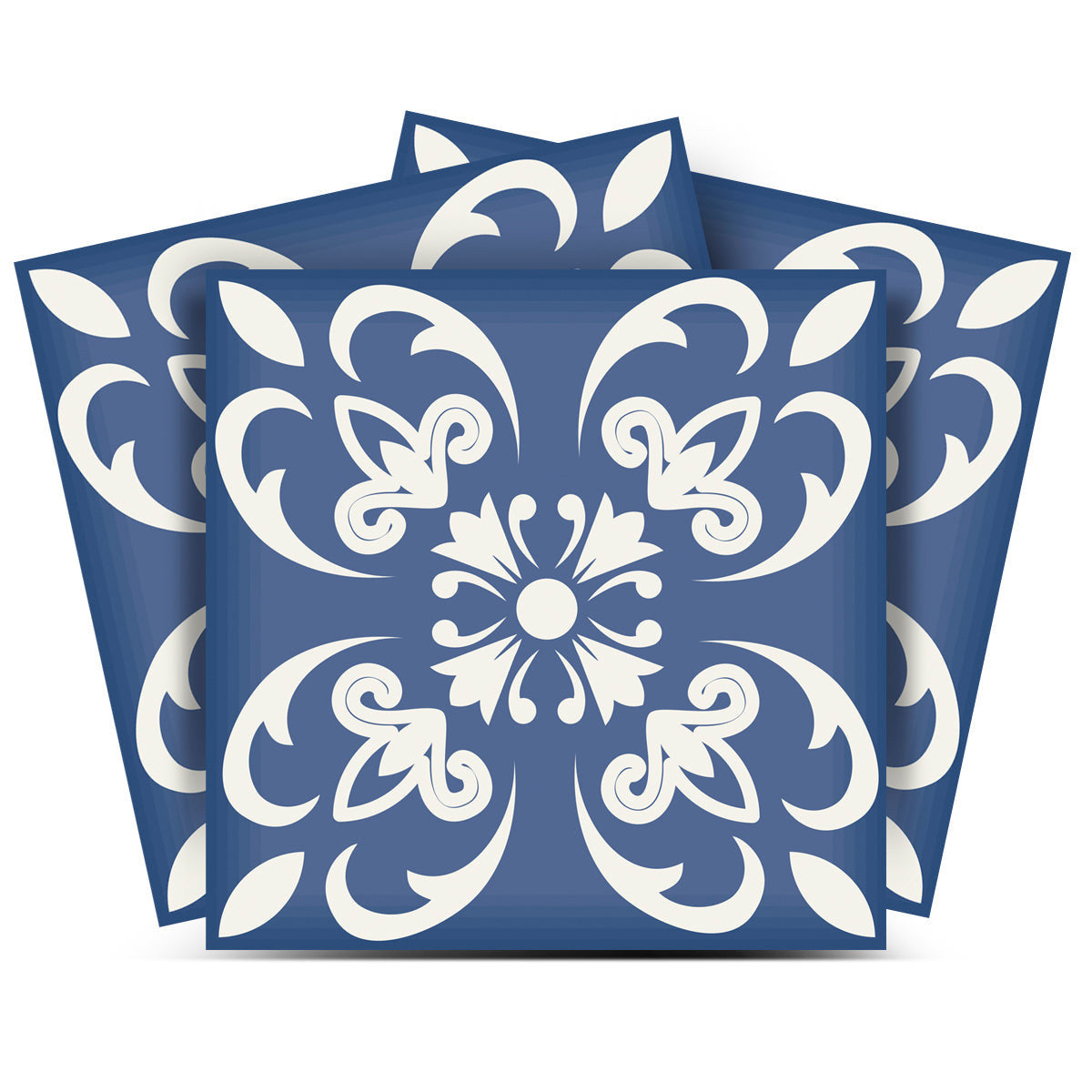 4" X 4" Wedgwood Blue And White Peel And Stick Removable Tiles