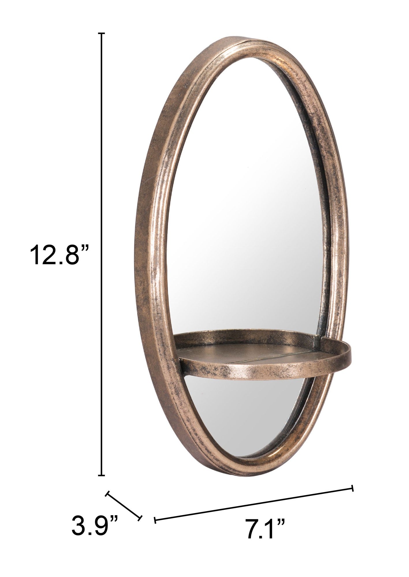 13" Gold Oval Accent Framed Mirror