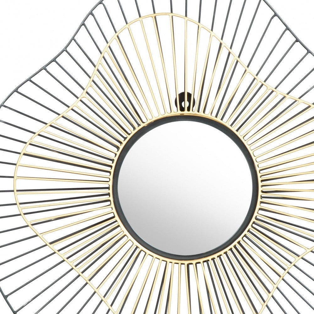 Black and Gold Contemporary Round Mirror